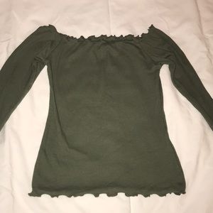Olive green off the shoulder shirt from Hollister